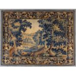 An antique 'Aubusson' tapestry, Landscape with a castle, 19th C. (W:195 x H:142 cm)