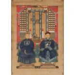 A Chinese painting, Ancestors. 19th C. (W:94 x H:134 cm)