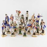 Scheibe-Alsbach, Napoleon and the generals, a collection of 22 figurines. 20th C. (D:13 x W:31 x H:3