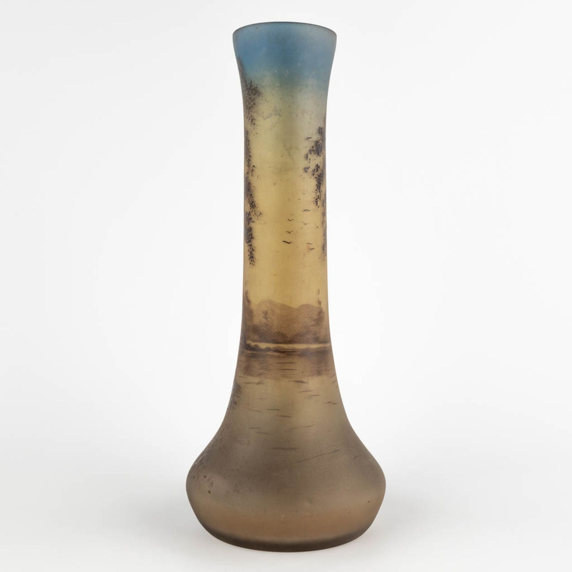 Pierre Jost for Verrerie Dolhain, a hand-painted vase. (H:35 x D:14,5 cm) - Image 5 of 11