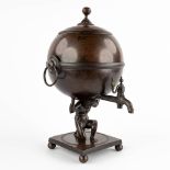 A bronze samovar with a figurine of Atlas supporting a globe. 19th C. (D:31 x W:27 x H:45 cm)