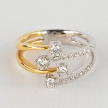 A ring, 18kt yellow and white gold with diamonds, appr. 0,49ct. Ring size 55.