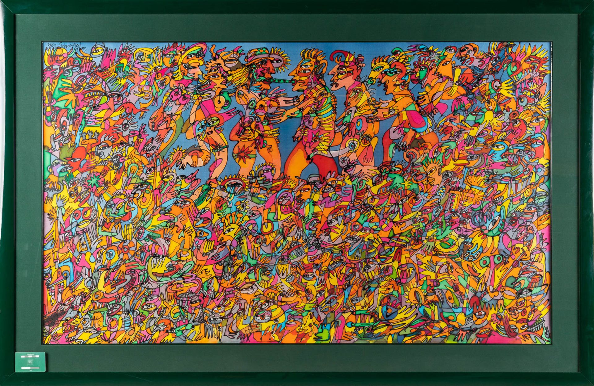 Koen SCHERPEREEL (1961-1997) 'Figurines' mixed media on silk. 1995 (W:141 x H:84 cm) - Image 2 of 7