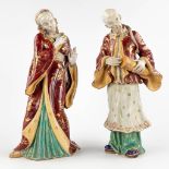 Eugenio PATTARINO (1885-1971) 'Asian Figurines' glazed terracotta. (D:18 x W:24 x H:46 cm)