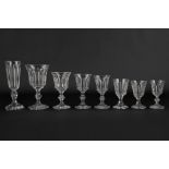Val Saint Lambert 'Metternich' a set of 46 crystal glasses, added are other glasses (H:18 cm)