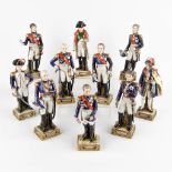 Napoleon Bonaparte and 9 Generals, Polychrome porcelain, 20th C (D:7 x W:9 x H:23 cm)