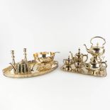 A collection of table accessories, serving ware, silver-plated metal.