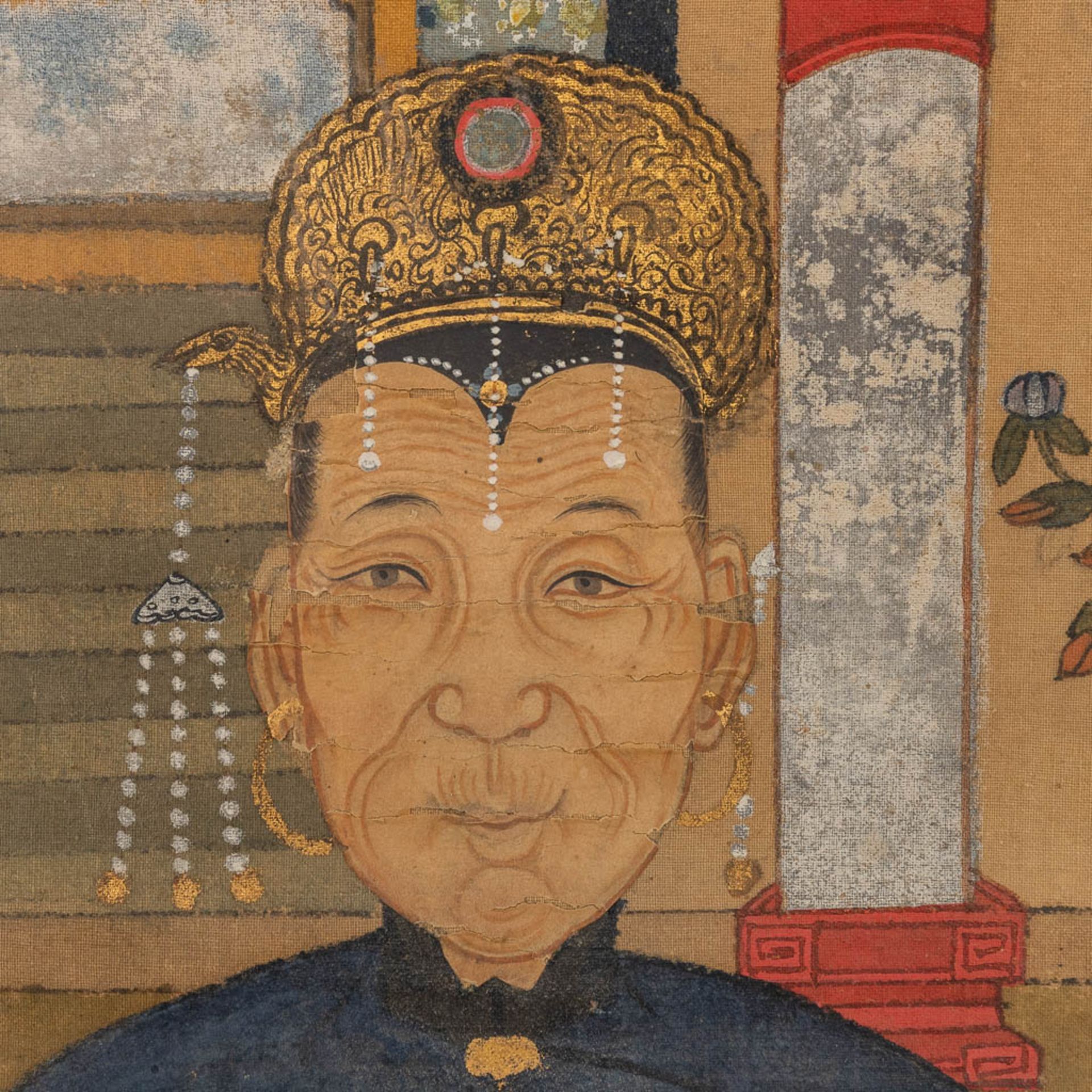 A Chinese painting, Ancestors. 19th C. (W:94 x H:134 cm) - Bild 9 aus 11