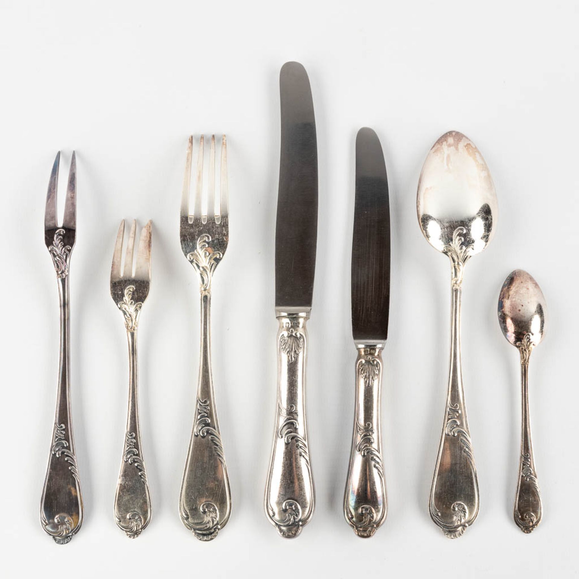 Auerhahn, A silver-plated cutlery set in a chest with drawers, Louis XV style. 80 pieces. (D:28 x W: - Image 7 of 18