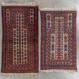 Two Oriental hand-made carpets, Afghan. (D:146 x W:79 cm)