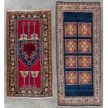 Two Oriental hand-made carpets, Luribaft &amp; Kazak (D:79 x W:188 cm)