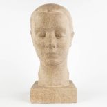 Andre TAECKENS (1906-1965) 'Buste' sculptured stone. (D:24 x W:17 x H:38 cm)