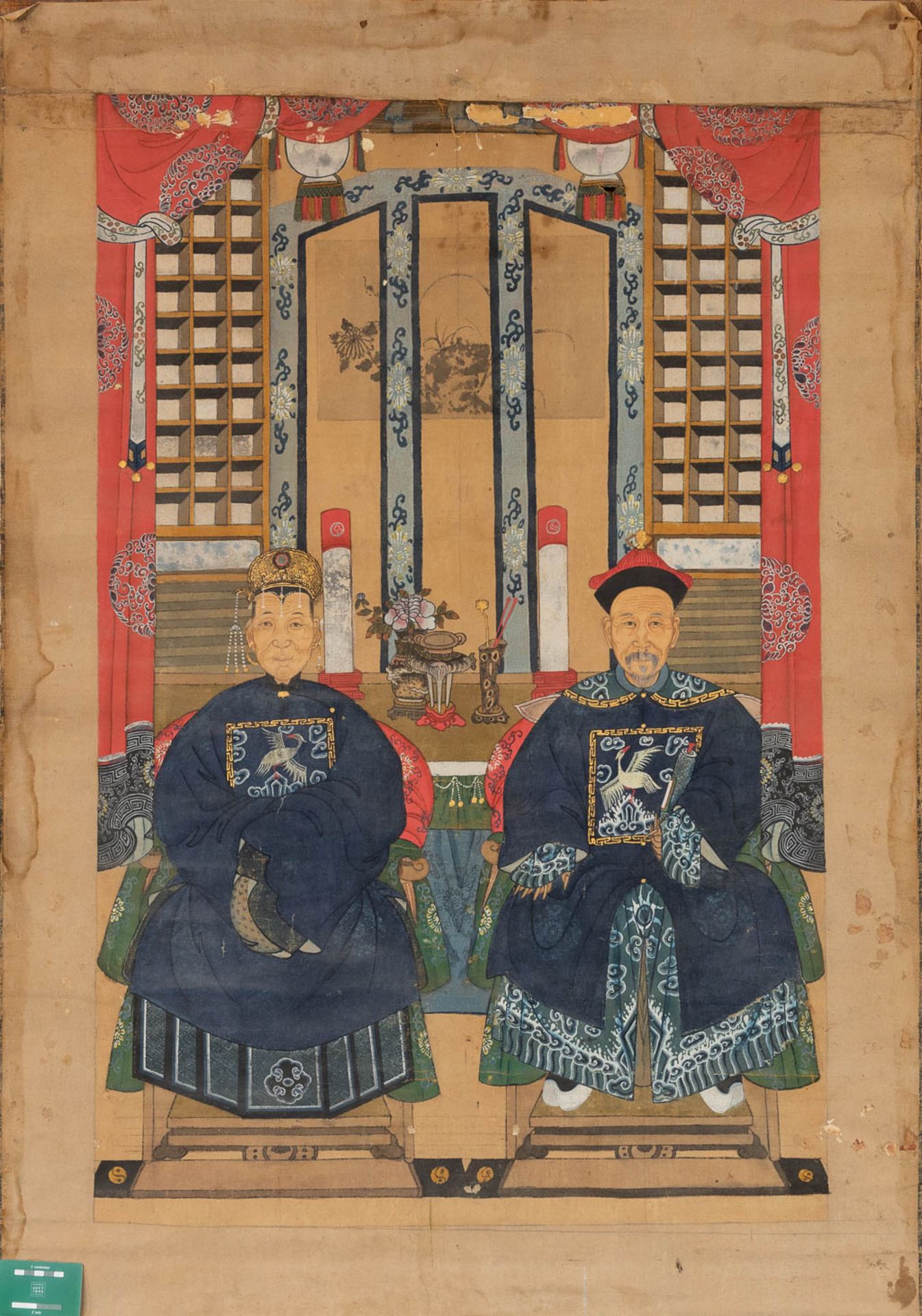 A Chinese painting, Ancestors. 19th C. (W:94 x H:134 cm) - Bild 2 aus 11