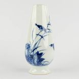 Wang Bu (1898-1968) A Chinese vase with blue-white decor of birds and reed. (H:23 x D:10 cm)