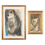 Frans CLAERHOUT (1919-2006) 'Two Figurines' two drawings on paper. (W:38 x H:56 cm)