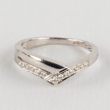 A ring, 18kt white gold with diamonds, appr. 0,18ct, ring size 54.