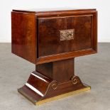 A cutlery case, veneered wood with 4 drawers, Probably made by Decoene. Circa 1950. (D:44 x W:64 x H