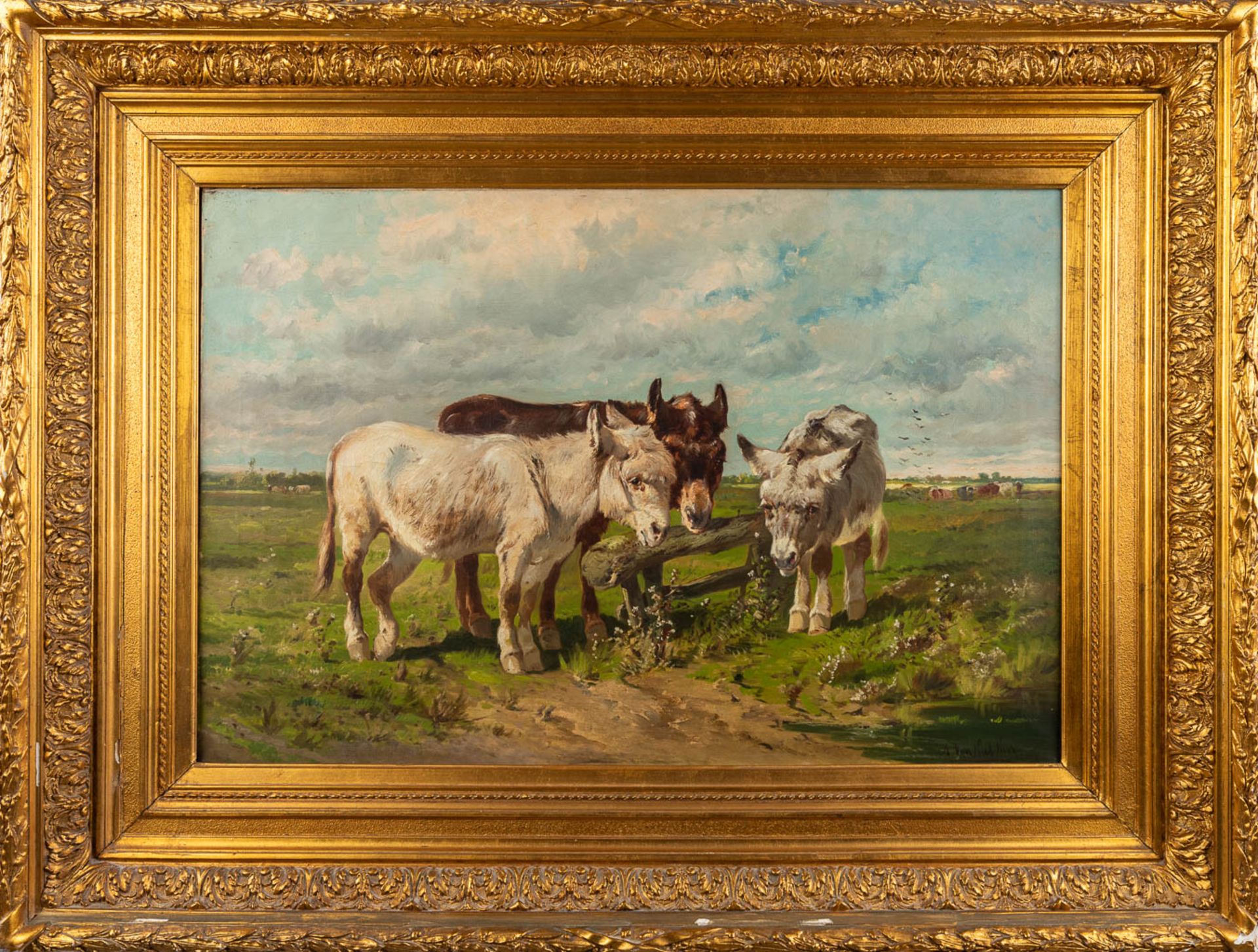 Henry SCHOUTEN (1857/64-1927) 'Three Donkey's' oil on canvas. (W:90 x H:61 cm) - Bild 3 aus 7