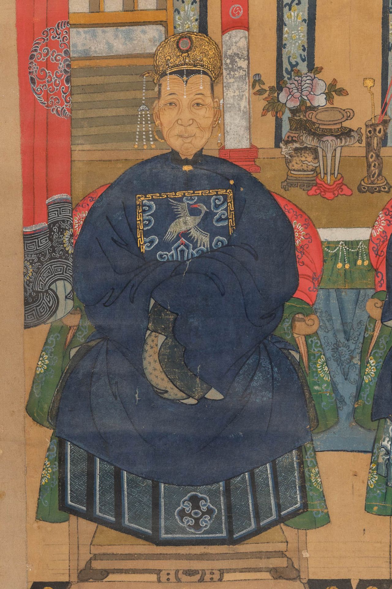 A Chinese painting, Ancestors. 19th C. (W:94 x H:134 cm) - Bild 7 aus 11