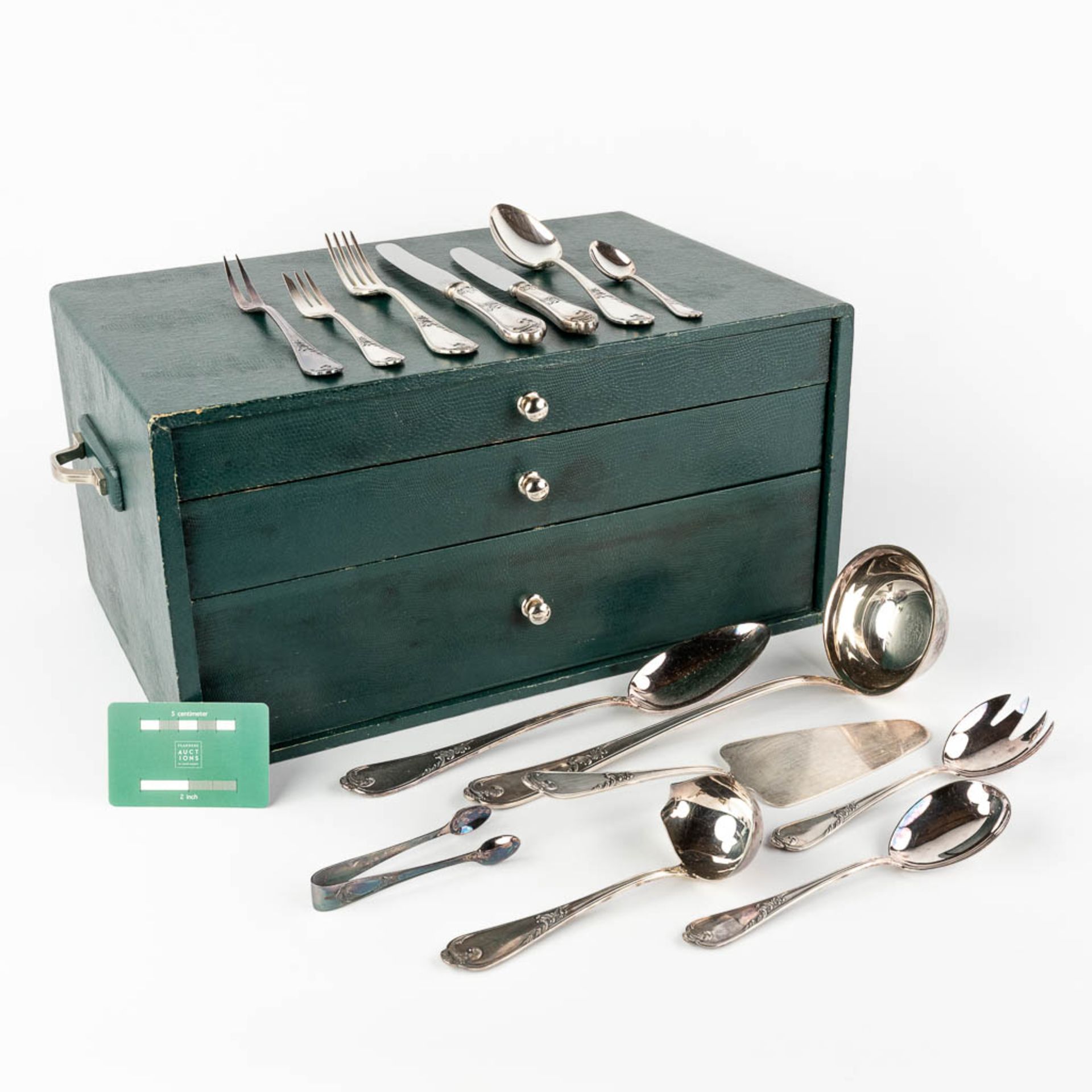 Auerhahn, A silver-plated cutlery set in a chest with drawers, Louis XV style. 80 pieces. (D:28 x W: - Image 5 of 18