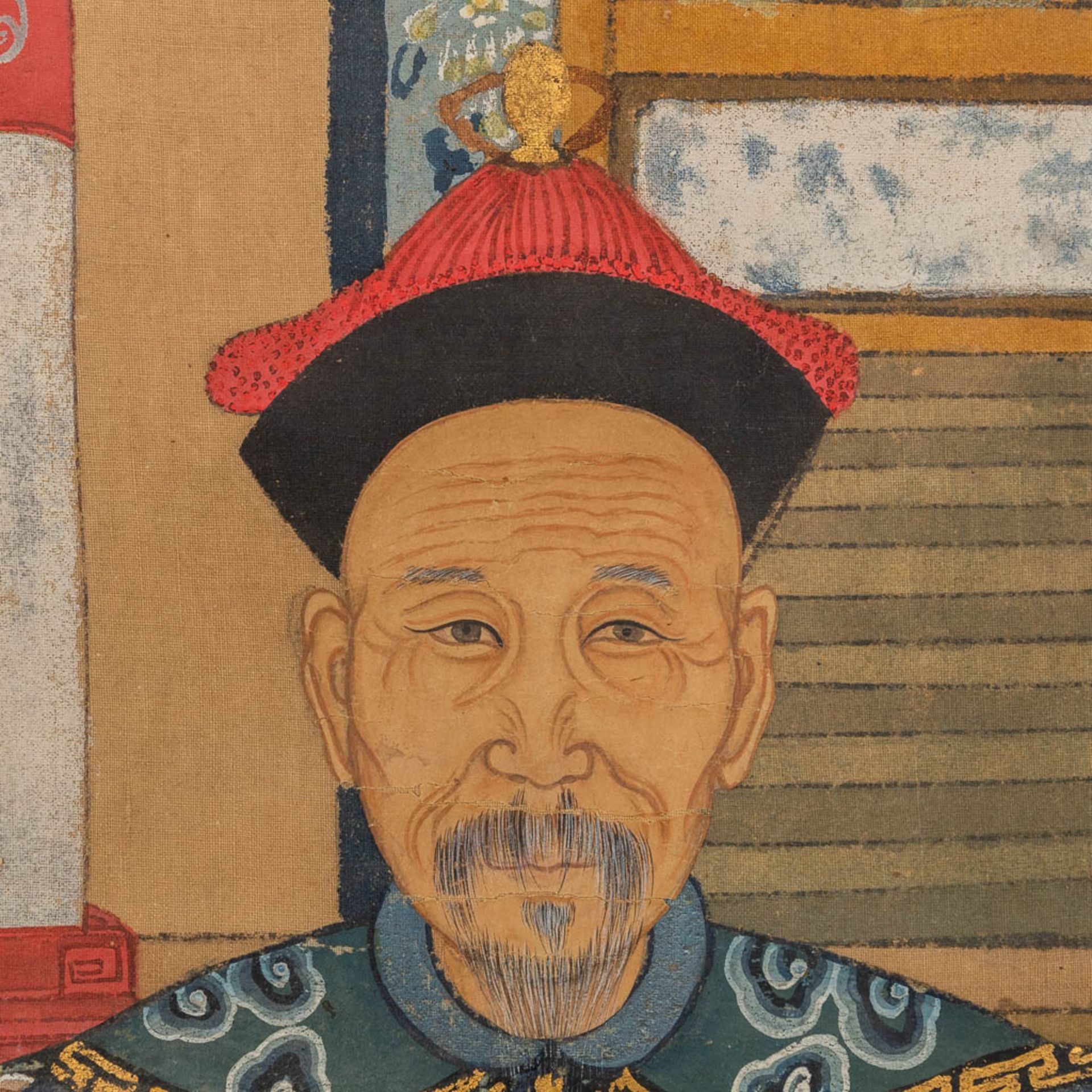 A Chinese painting, Ancestors. 19th C. (W:94 x H:134 cm) - Bild 10 aus 11