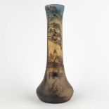 Pierre Jost for Verrerie Dolhain, a hand-painted vase. (H:35 x D:14,5 cm)