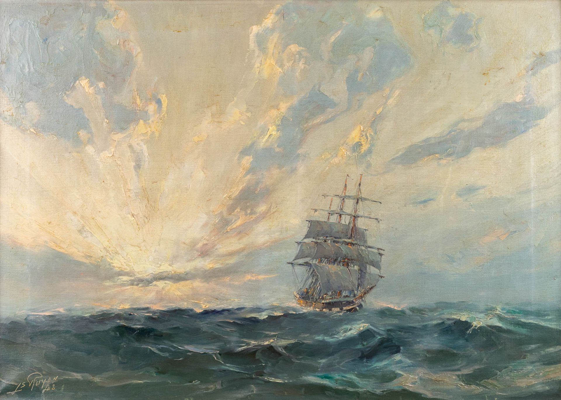 Louis ROYON (1882-1968) 'Marine' oil on canvas. (W:50 x H:70 cm)