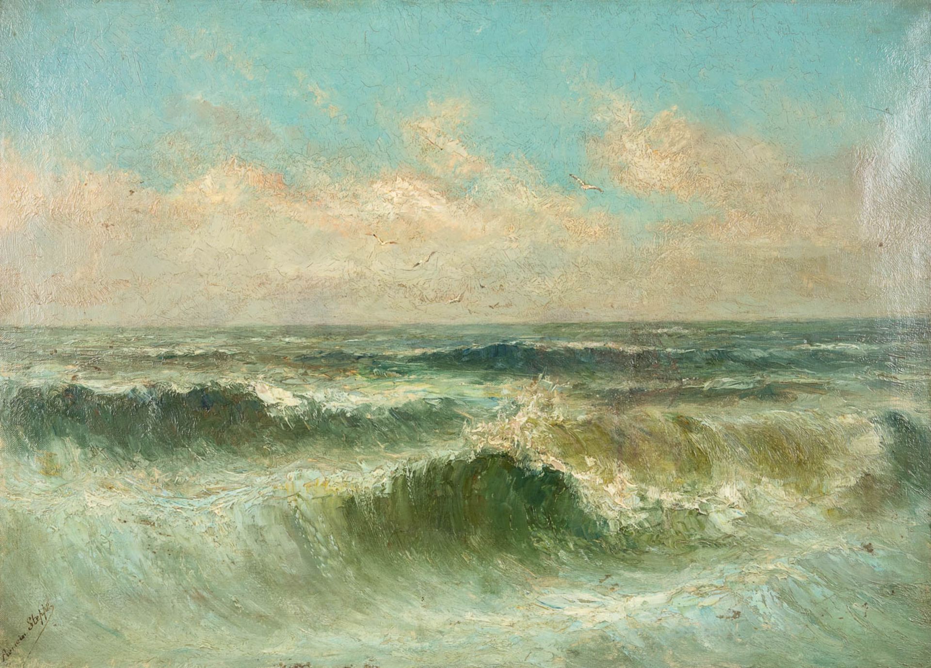 Romain STEPPE (1859-1927) 'View of the North Sea' oil on canvas. (W:69 x H:50 cm)