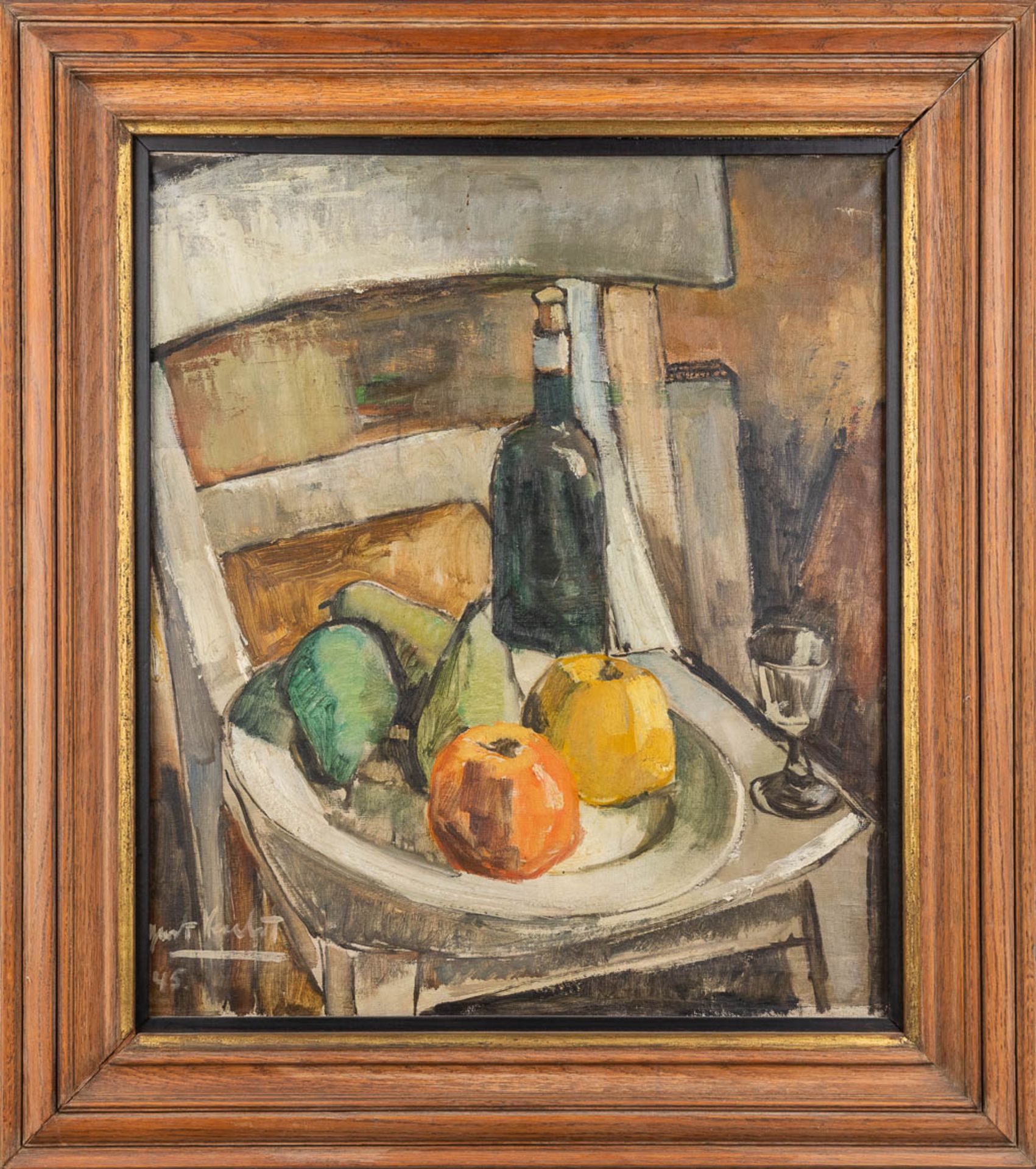 Gust VERHELST (XX) 'Still life on a chair &amp; The Factory' oil on canvas. 1945 (W:61 x H:71 cm) - Image 11 of 16