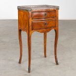A small two-dawer cabinet with brass gallery and a marble top. Transition, 18th C. (D:30 x W:42 x H: