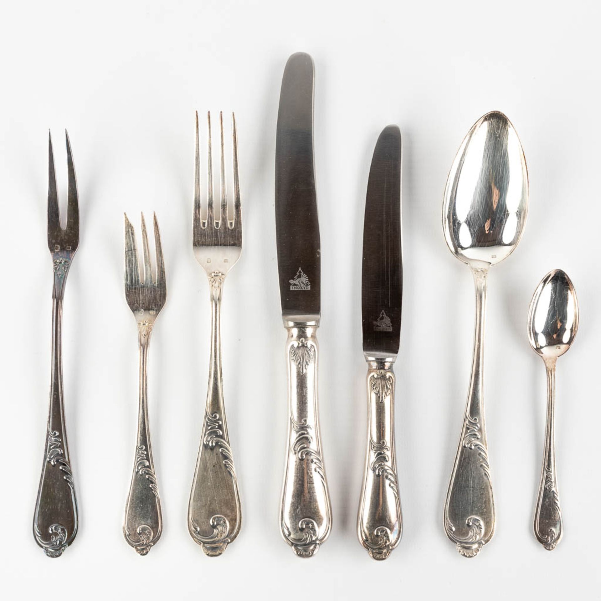 Auerhahn, A silver-plated cutlery set in a chest with drawers, Louis XV style. 80 pieces. (D:28 x W: - Image 6 of 18