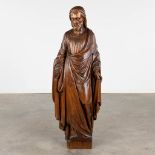 An antique wood scultpure of Joseph, 19th C. (D:25 x W:40 x H:117 cm)