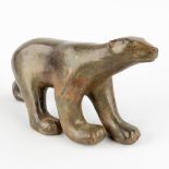 Pierre CHENET (XX-XXI) 'Ourse Polaire' patinated bronze. (D:10 x W:32 x H:16,5 cm)