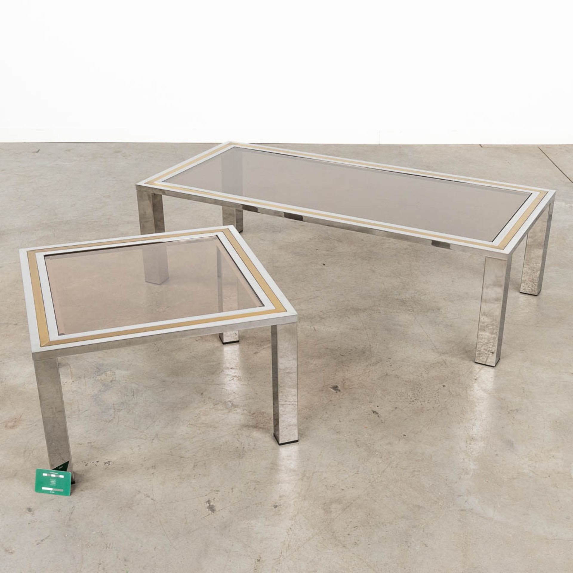 Belgo Chrome, a rectangular and square coffee table. Circa 1980. (D:59 x W:123 x H:36 cm) - Image 2 of 6