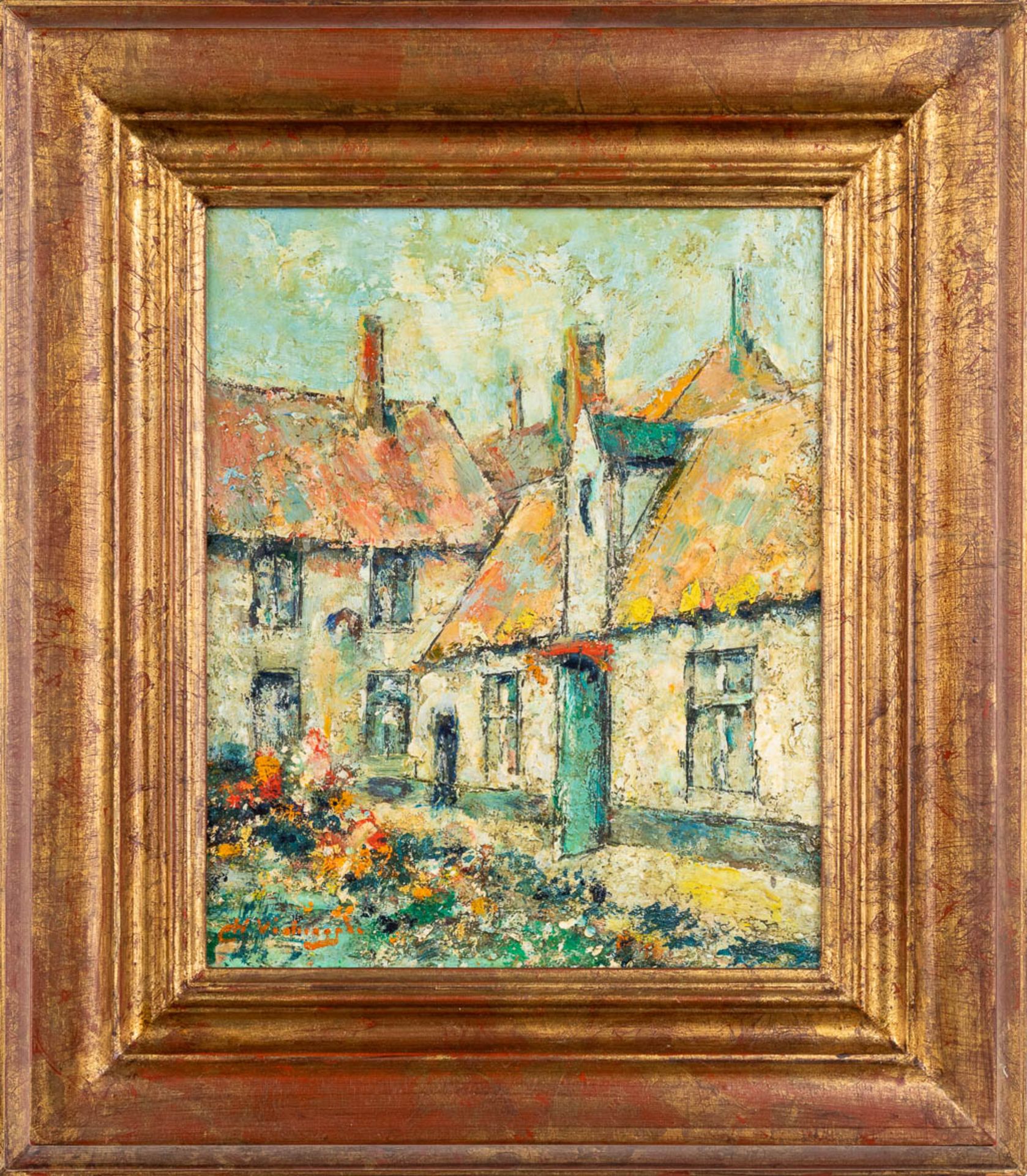 Charles Henri VERBRUGGHE (1877-1974) 'Rooms Convent te Brugge' oil on panel (W:22 x H:27 cm) - Image 3 of 5