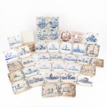 A large collection of antique tiles, Blue-white and Manganese, The Netherlands, 17th/18th C. (W:13 x