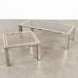 Belgo Chrome, a rectangular and square coffee table. Circa 1980. (D:59 x W:123 x H:36 cm)