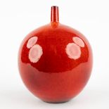 KERAMAR (XX) 'Apple Vase' red glaze. Marked M.K. (H:22 x D:18 cm)