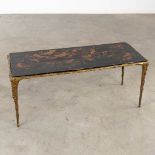 Maison Bagues 'Mid-Century Coffee Table' with lacquered Chinoiserie decor. (D:43 x W:100 x H:42 cm)