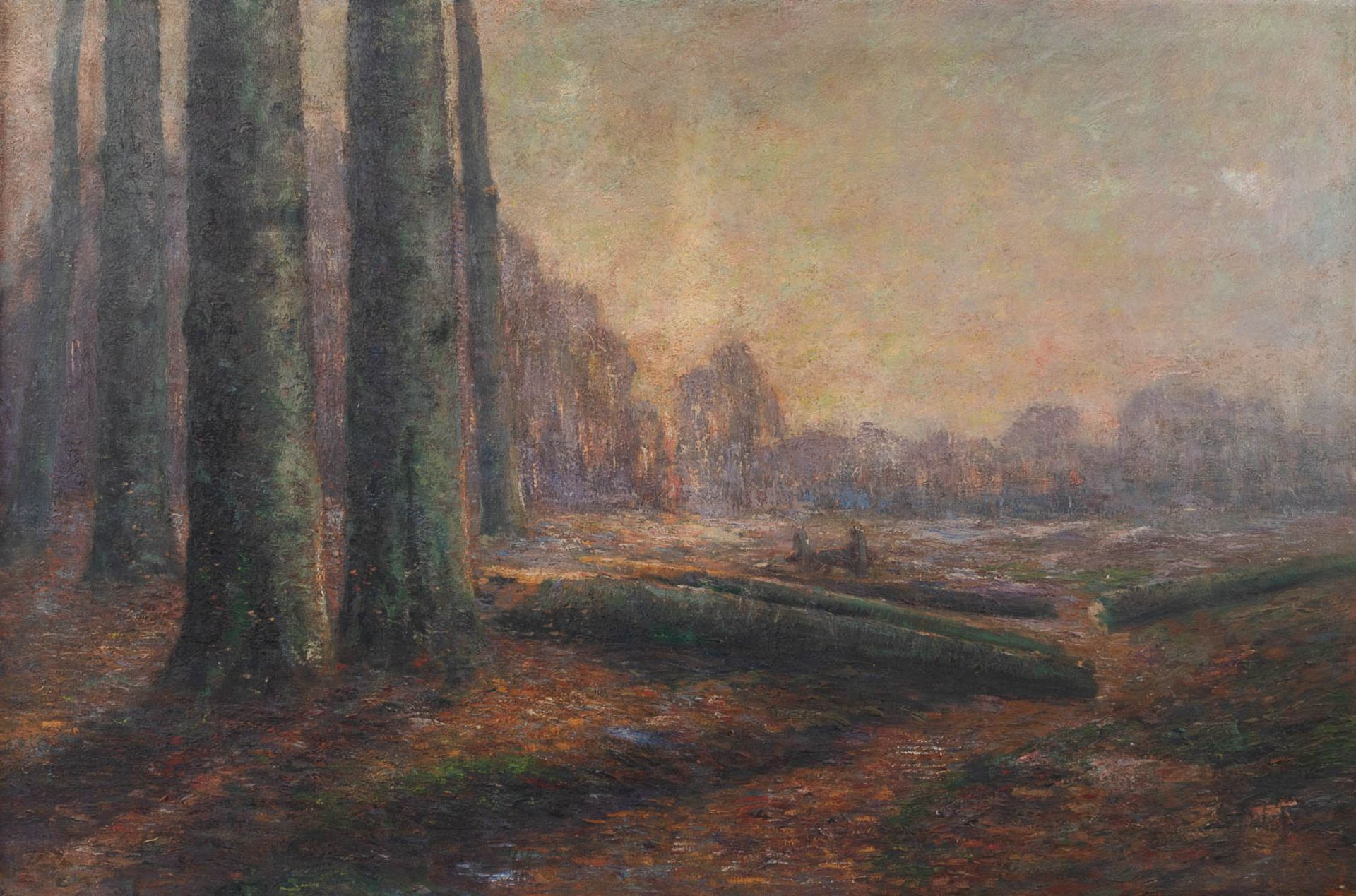 A 'forest view', oil on canvas. No signature found. (W:152 x H:101 cm)