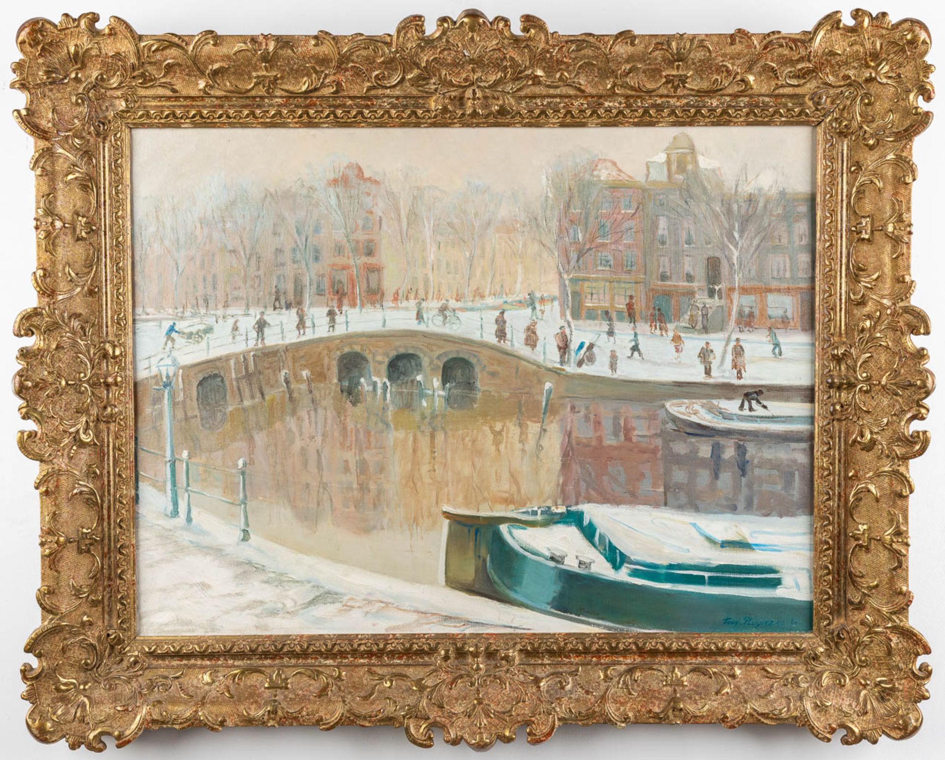 Antoine PLUYMERS (1910-1967) 'De Brouwersgracht onder de sneeuw' oil on canvas. 1940 (W:60 x H:81 cm - Image 3 of 8