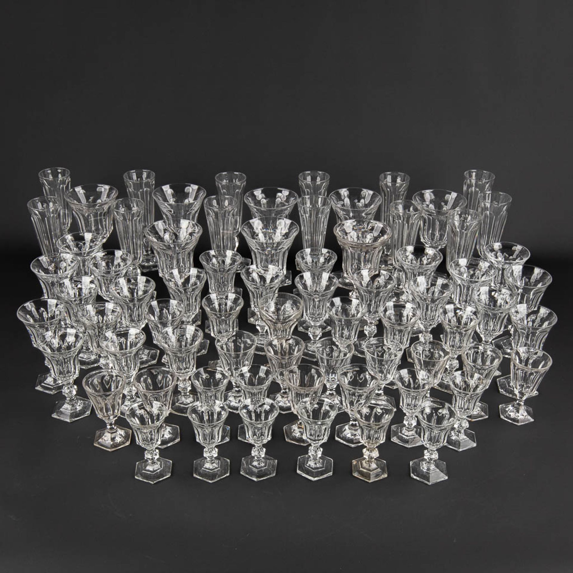Val Saint Lambert 'Metternich' a set of 46 crystal glasses, added are other glasses (H:18 cm) - Image 3 of 9