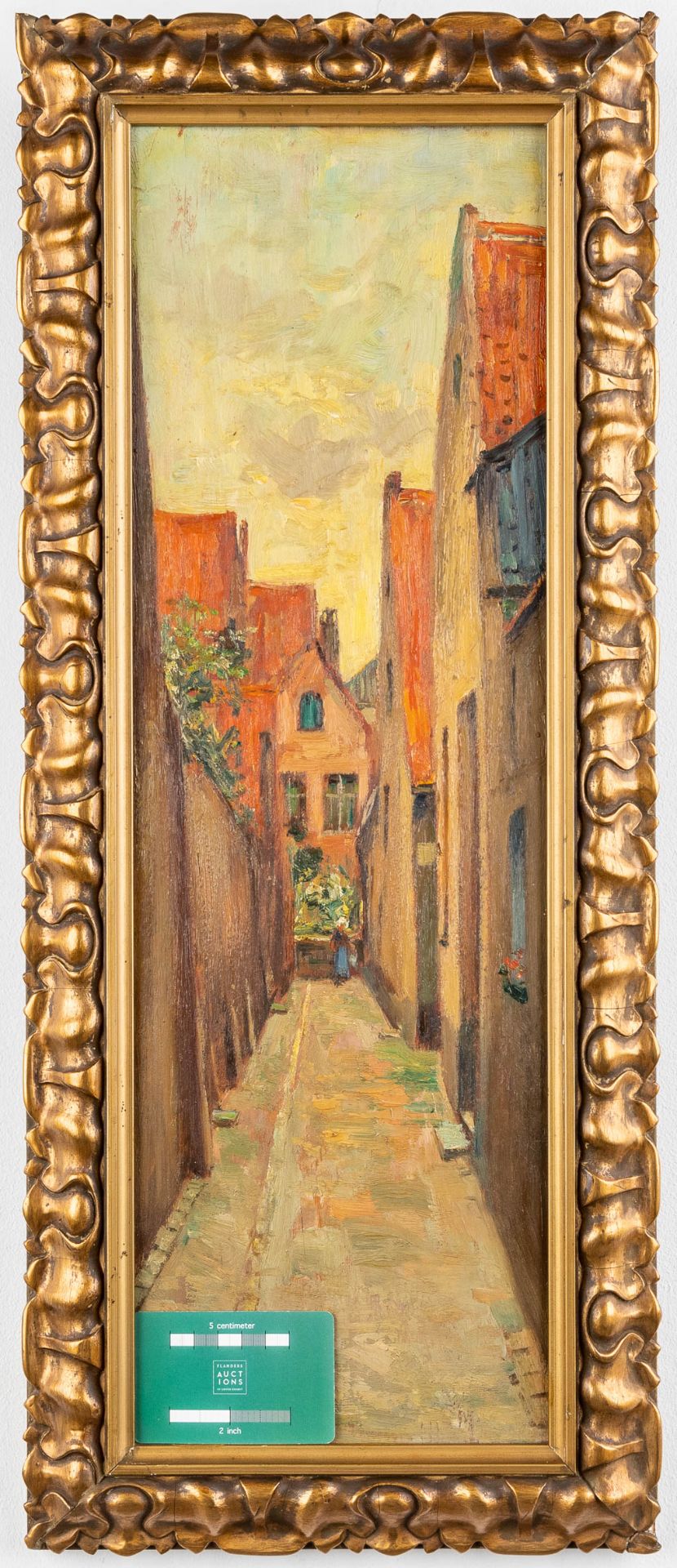 Pieter STOBBAERTS (1865-1948) 'Vette Vispoort, Brugge' oil on board. (W:18 x H:56 cm) - Image 2 of 6