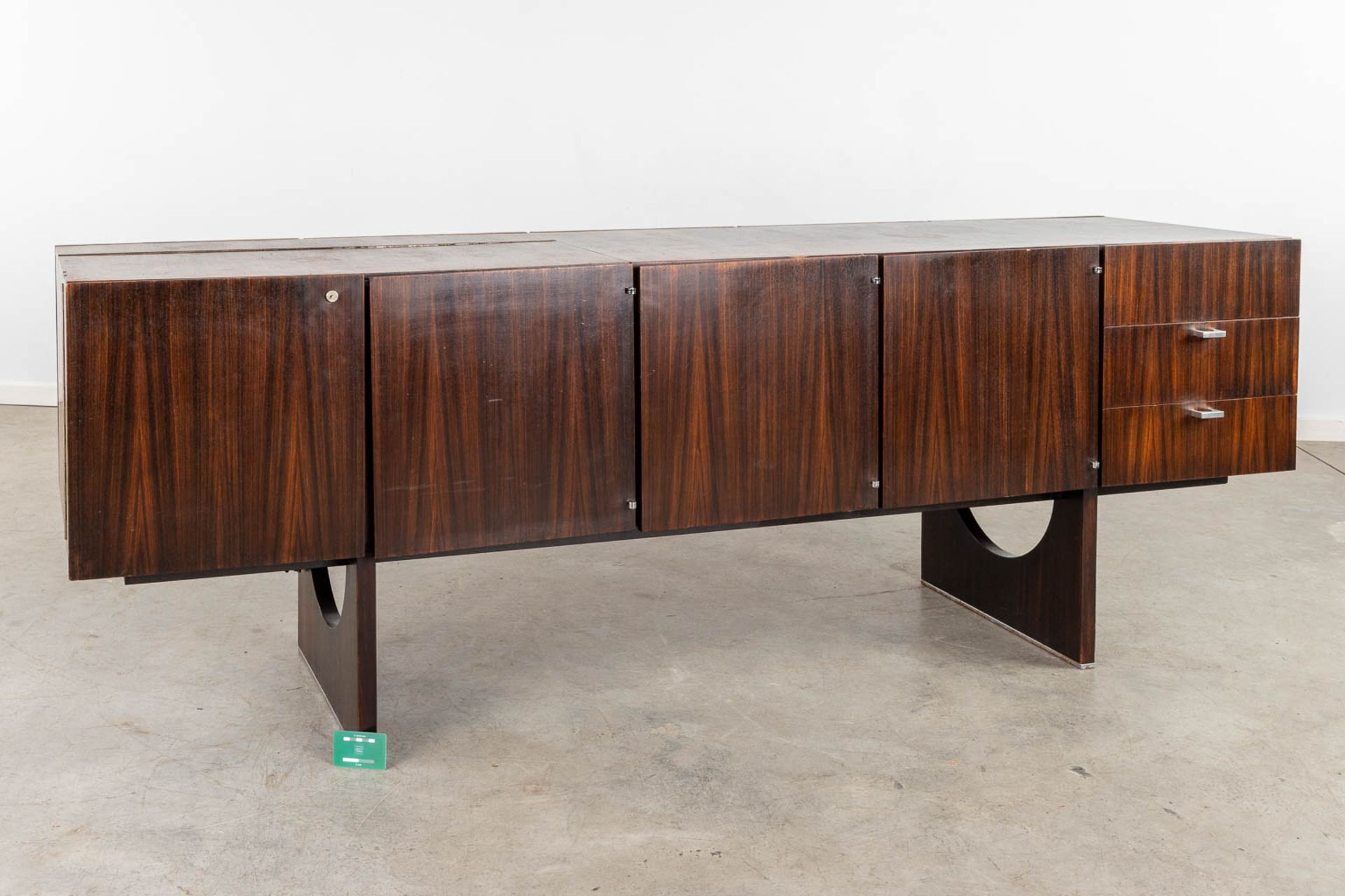 A mid-century sideboard with rosewood veneer, probably made by Decoene. (D:56 x W:225 x H:78 cm) - Image 2 of 19