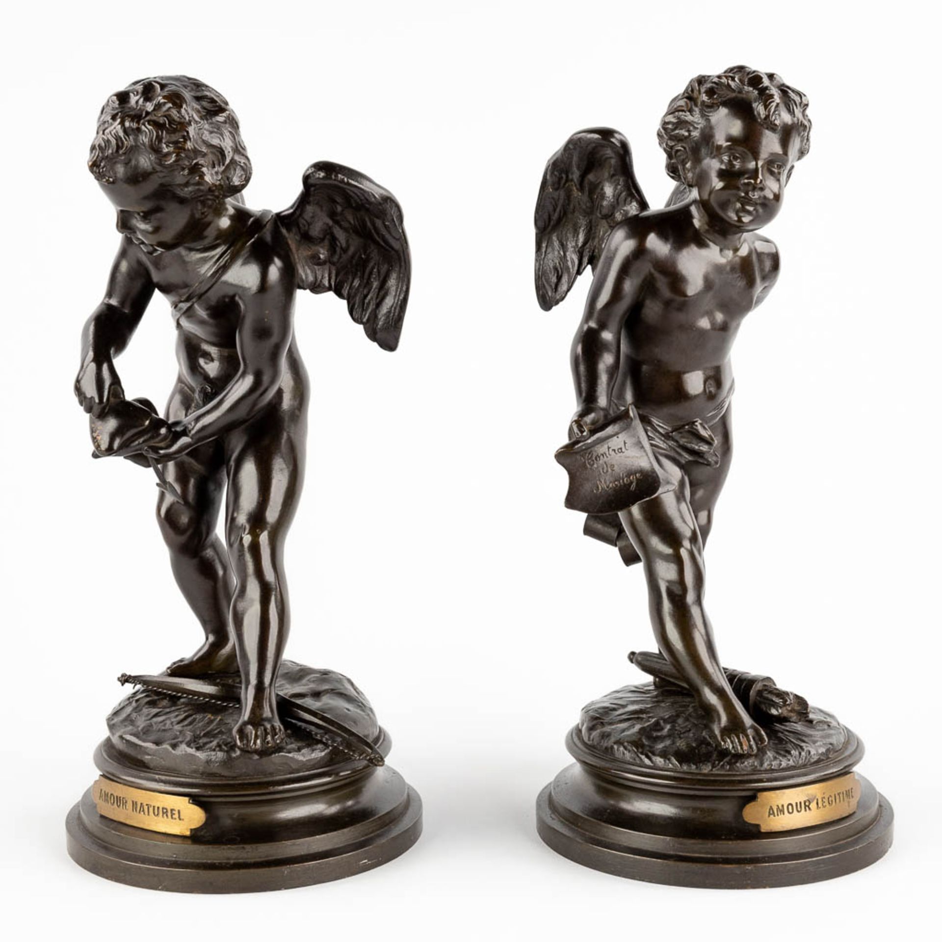 Edouard DROUOT (1859-1945) 'Amour Légitime et Amour Naturel' patinated bronze. (H:34 x D:16,5 cm) - Image 3 of 14