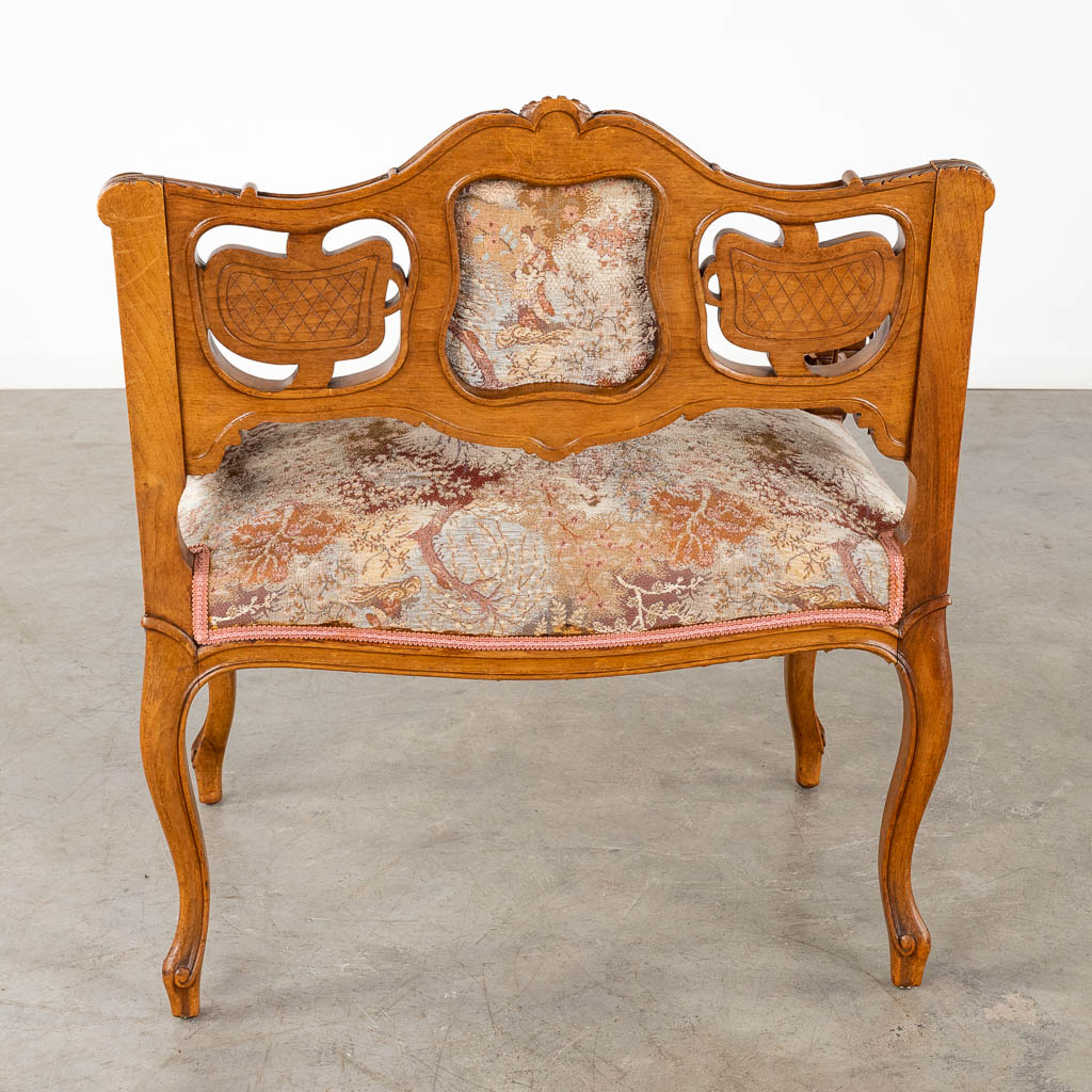 An antique 3-piece salon suite, sculptured wood in Louis XV style. Circa 1900. (D:50 x W:70 x H:79 c - Image 5 of 18