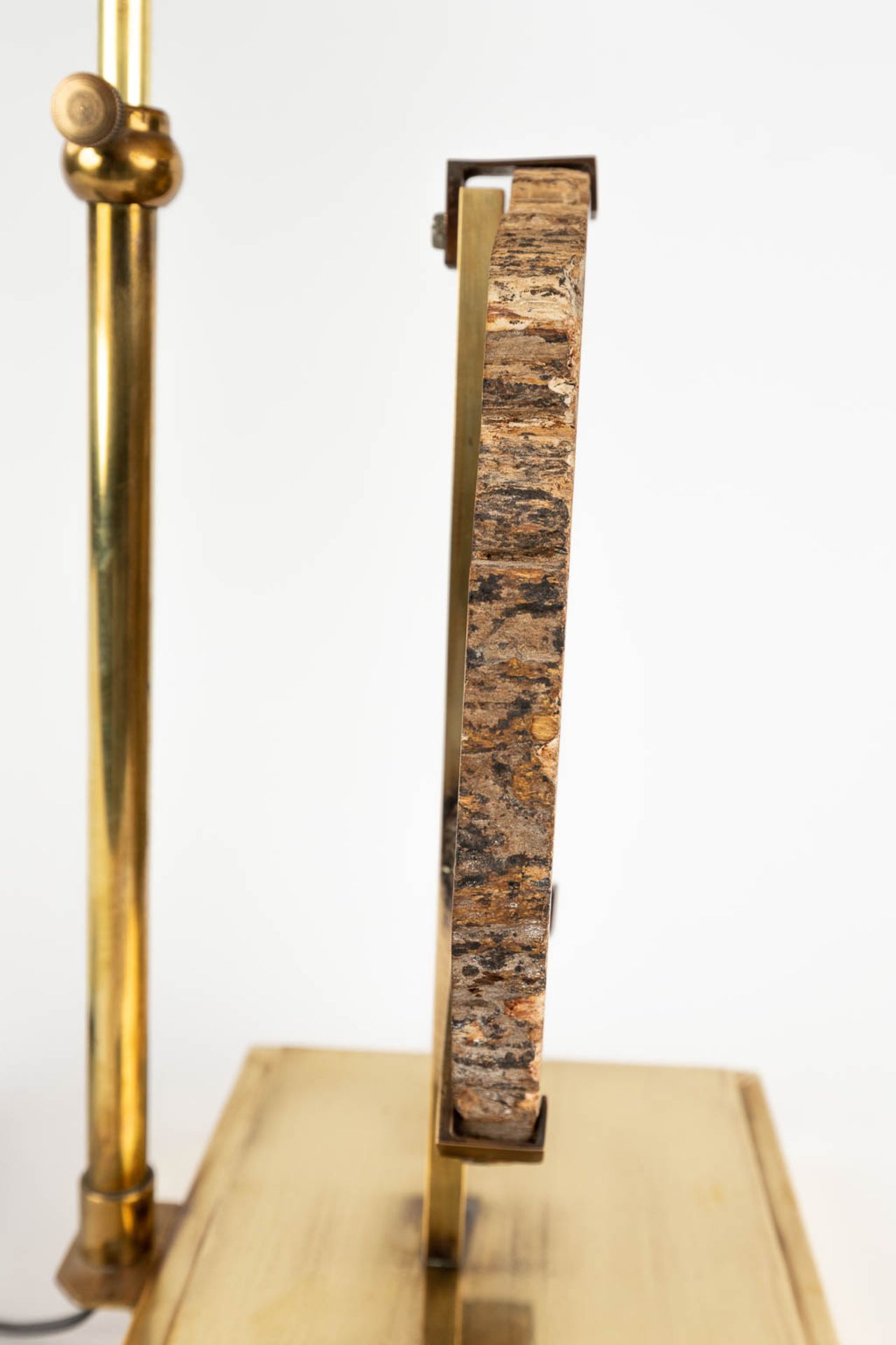 A table lamp with a fossilized tree trunk, circa 1980. (H:57 cm) - Image 8 of 13