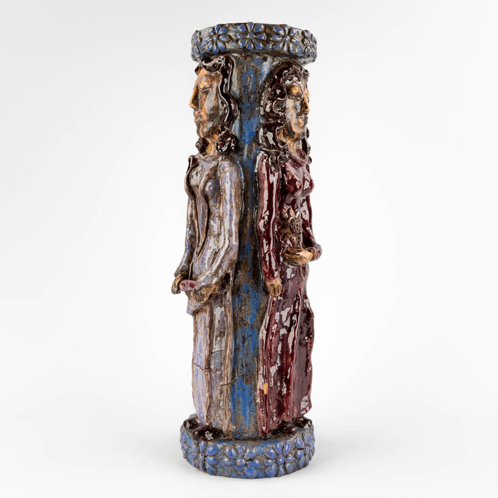 S. PIENS-ISENBORGHS (XX) 'Three Graces' glazed ceramics. (H:56 x D:18 cm) - Bild 3 aus 13