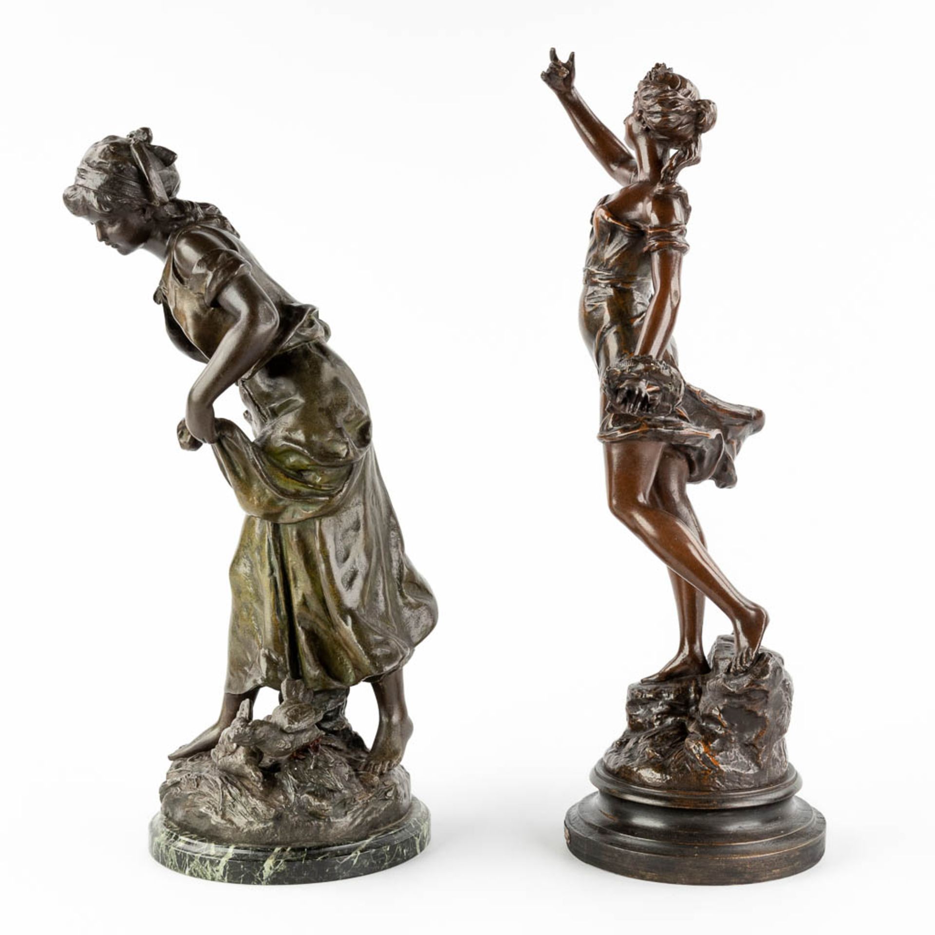 Hippolyte MOREAU (1832-1927) 'Semeuse' &amp; Emile GUILLEMIN (1841-1907) 'Gloire, spelter (H:50 cm) - Image 6 of 15