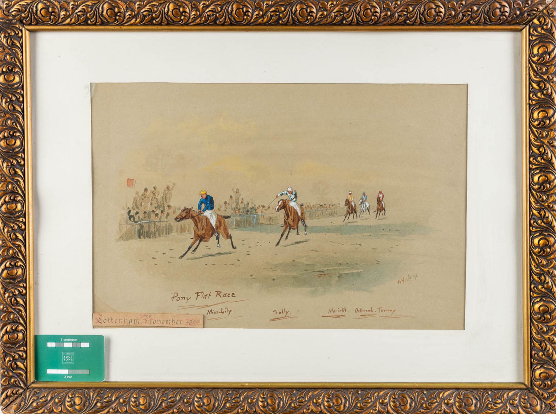 William Verner LONGE (1857-1924) 'Pony Flat Race, Tottenham November 1897' watercolour on paper. (W: - Image 2 of 8